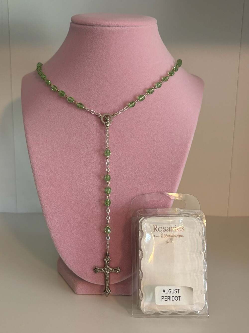 Roman, Inc. August Peridot Birthstone Rosary Brand New